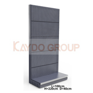 Стенен метален стелаж с перфо гръб 220x100x40 см – тъмно сив / антрацит