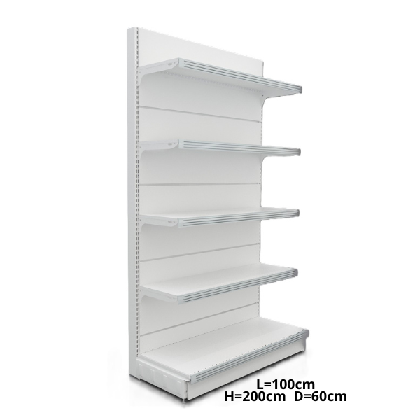 Стенен метален стелаж с плътен гръб 200x100x60см + 4х50 Бял