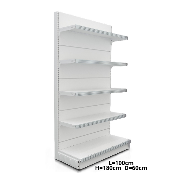 Стенен метален стелаж с плътен гръб 180x100x60см + 4х50 Бял