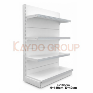 Стенен метален стелаж с плътен гръб 140x100x40см + 3х30 Бял
